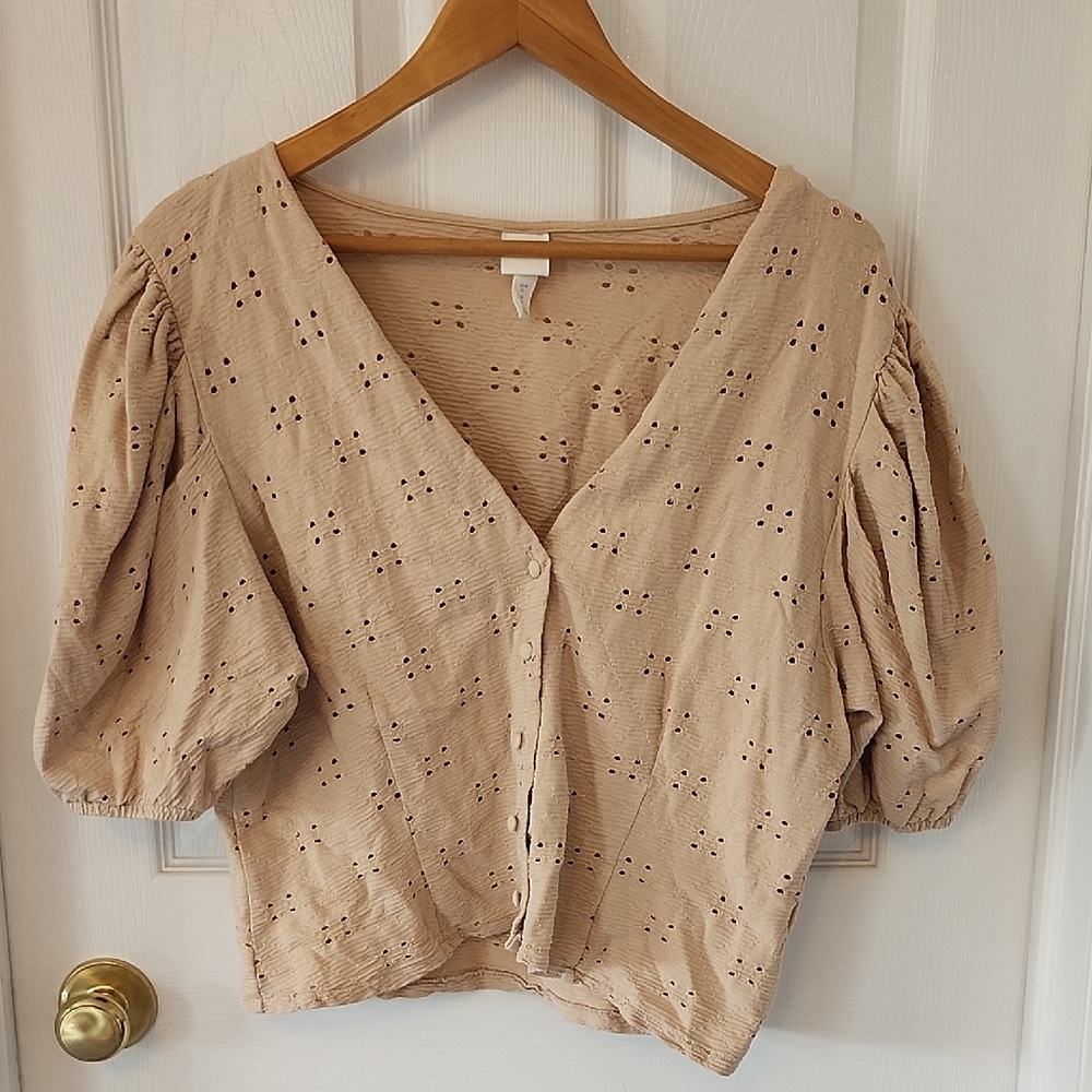 H&M Beige Puff Sleeve Blouse